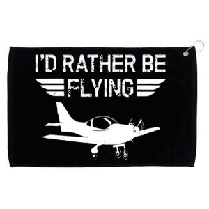 Distressed Id Rather Be Flying Funny Airplane Pilot Grommeted Golf Towel