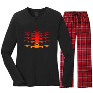 Distressed ID Rather Be Flying Funny Airplane Pilot Women's Long Sleeve Flannel Pajama Set 