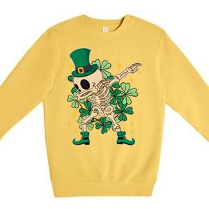 Dabbing Irish Skeleton Clover St Patricks Day Premium Crewneck Sweatshirt