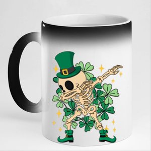 Dabbing Irish Skeleton Clover St Patricks Day 11oz Black Color Changing Mug