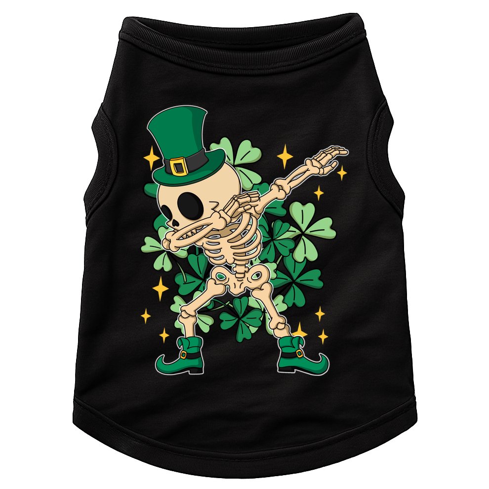 Dabbing Irish Skeleton Clover St Patricks Day Doggie Tank