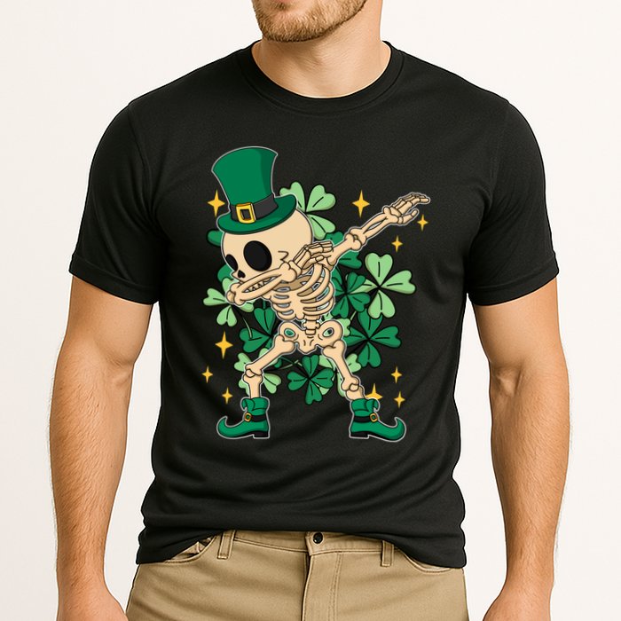 Dabbing Irish Skeleton Clover St Patricks Day Performance Shirt