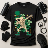 Dabbing Irish Skeleton Clover St Patricks Day Performance Shirt
