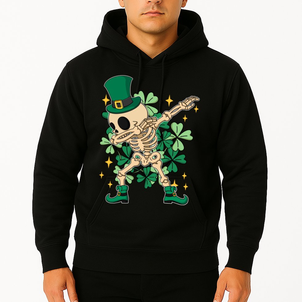 Dabbing Irish Skeleton Clover St Patricks Day Hoodie