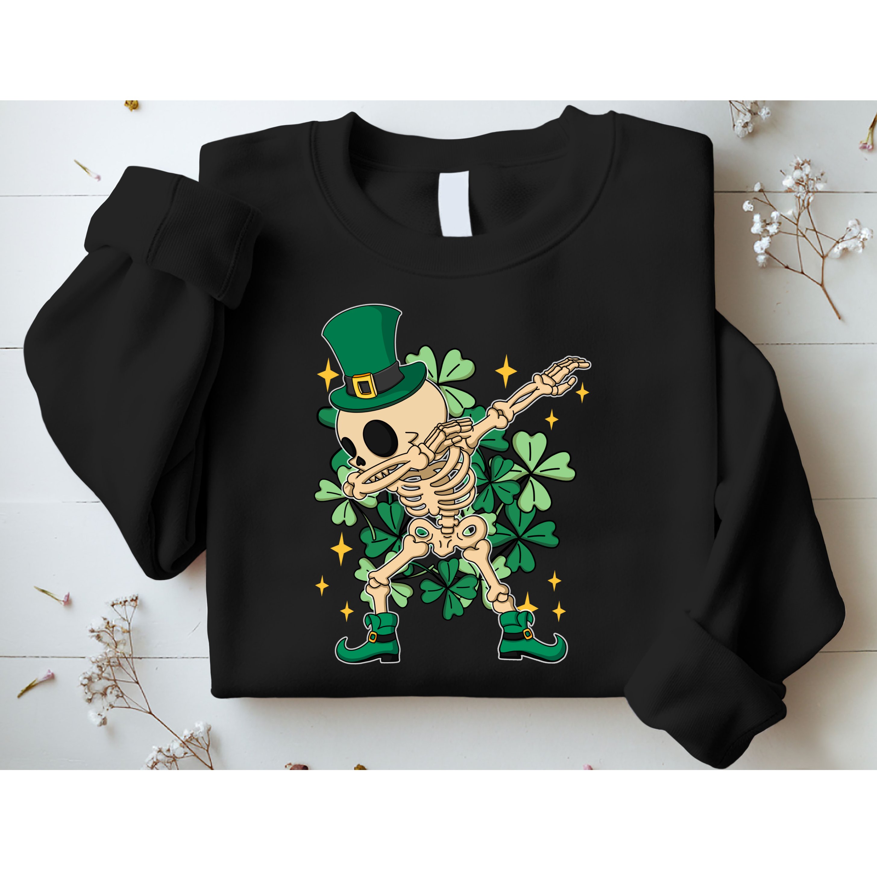 Dabbing Irish Skeleton Clover St Patricks Day Sweatshirt