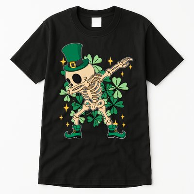 Dabbing Irish Skeleton Clover St Patricks Day Tall T-Shirt