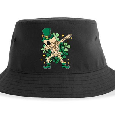 Dabbing Irish Skeleton Clover St Patricks Day Sustainable Bucket Hat