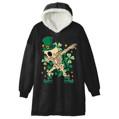 Dabbing Irish Skeleton Clover St Patricks Day Hooded Wearable Blanket