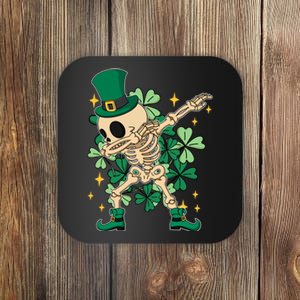 Dabbing Irish Skeleton Clover St Patricks Day Coaster