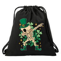 Dabbing Irish Skeleton Clover St Patricks Day Drawstring Bag