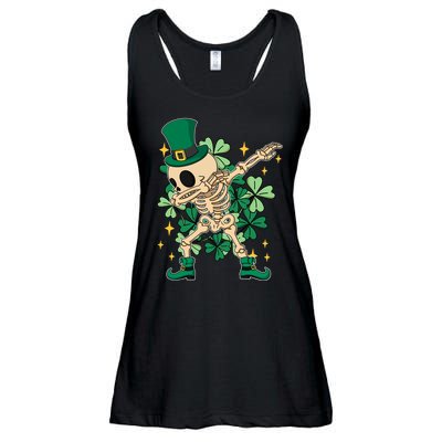Dabbing Irish Skeleton Clover St Patricks Day Ladies Essential Flowy Tank