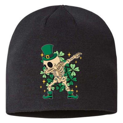 Dabbing Irish Skeleton Clover St Patricks Day Sustainable Beanie