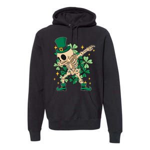 Dabbing Irish Skeleton Clover St Patricks Day Premium Hoodie