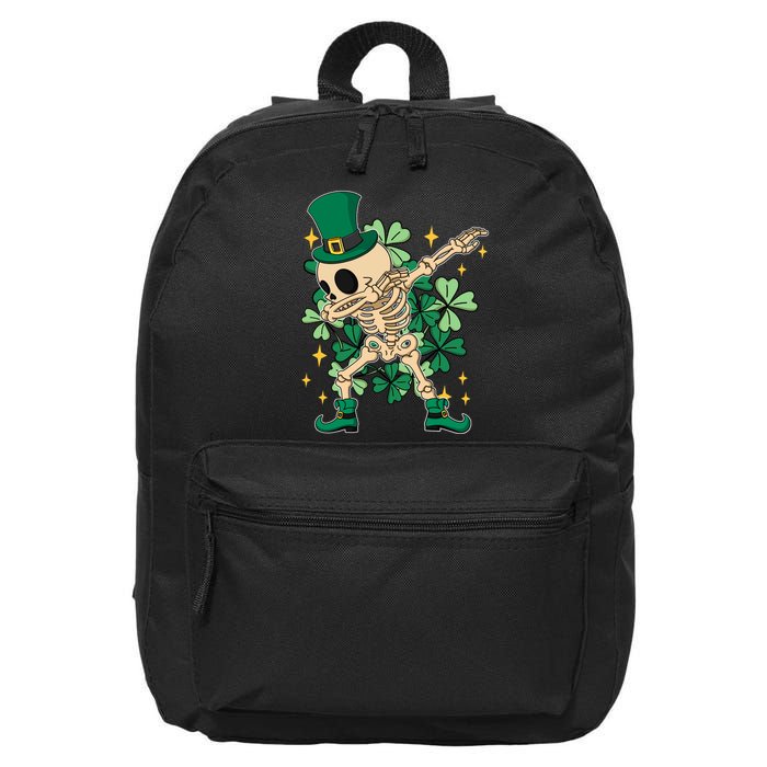 Dabbing Irish Skeleton Clover St Patricks Day 16 in Basic Backpack