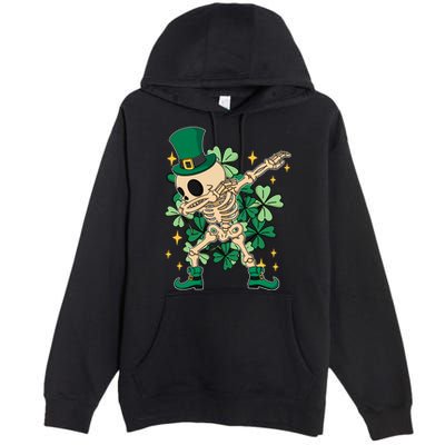 Dabbing Irish Skeleton Clover St Patricks Day Premium Pullover Hoodie