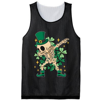Dabbing Irish Skeleton Clover St Patricks Day Mesh Reversible Basketball Jersey Tank