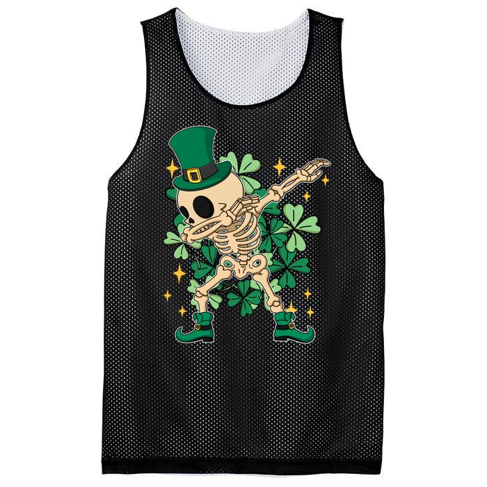 Dabbing Irish Skeleton Clover St Patricks Day Mesh Reversible Basketball Jersey Tank