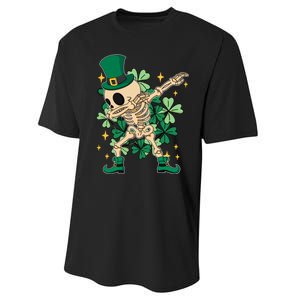 Dabbing Irish Skeleton Clover St Patricks Day Performance Sprint T-Shirt