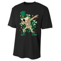 Dabbing Irish Skeleton Clover St Patricks Day Performance Sprint T-Shirt