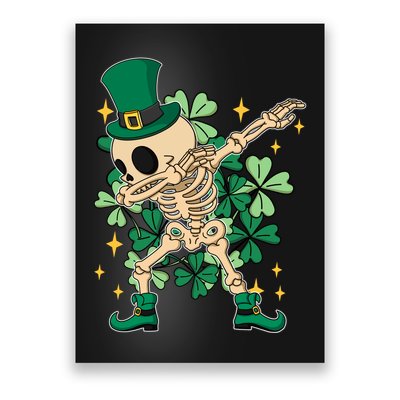 Dabbing Irish Skeleton Clover St Patricks Day Poster