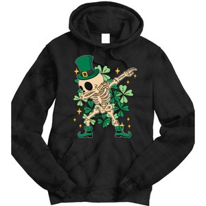 Dabbing Irish Skeleton Clover St Patricks Day Tie Dye Hoodie