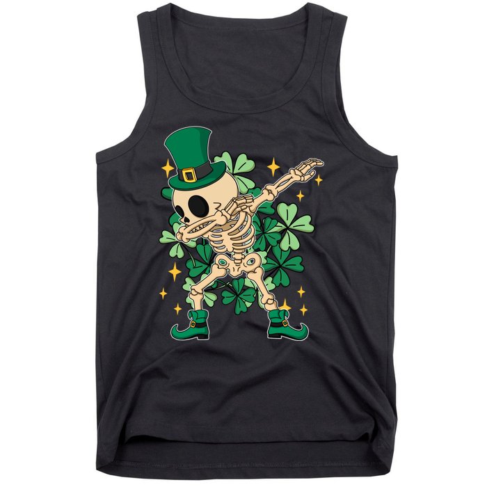 Dabbing Irish Skeleton Clover St Patricks Day Tank Top