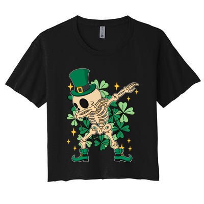 Dabbing Irish Skeleton Clover St Patricks Day Crop Top
