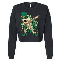 Dabbing Irish Skeleton Clover St Patricks Day Cropped Pullover Crew