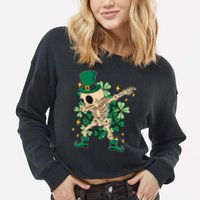 Dabbing Irish Skeleton Clover St Patricks Day Cropped Pullover Crew
