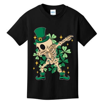 Dabbing Irish Skeleton Clover St Patricks Day Kids T-Shirt