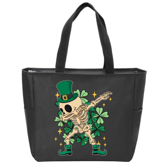 Dabbing Irish Skeleton Clover St Patricks Day Zip Tote Bag