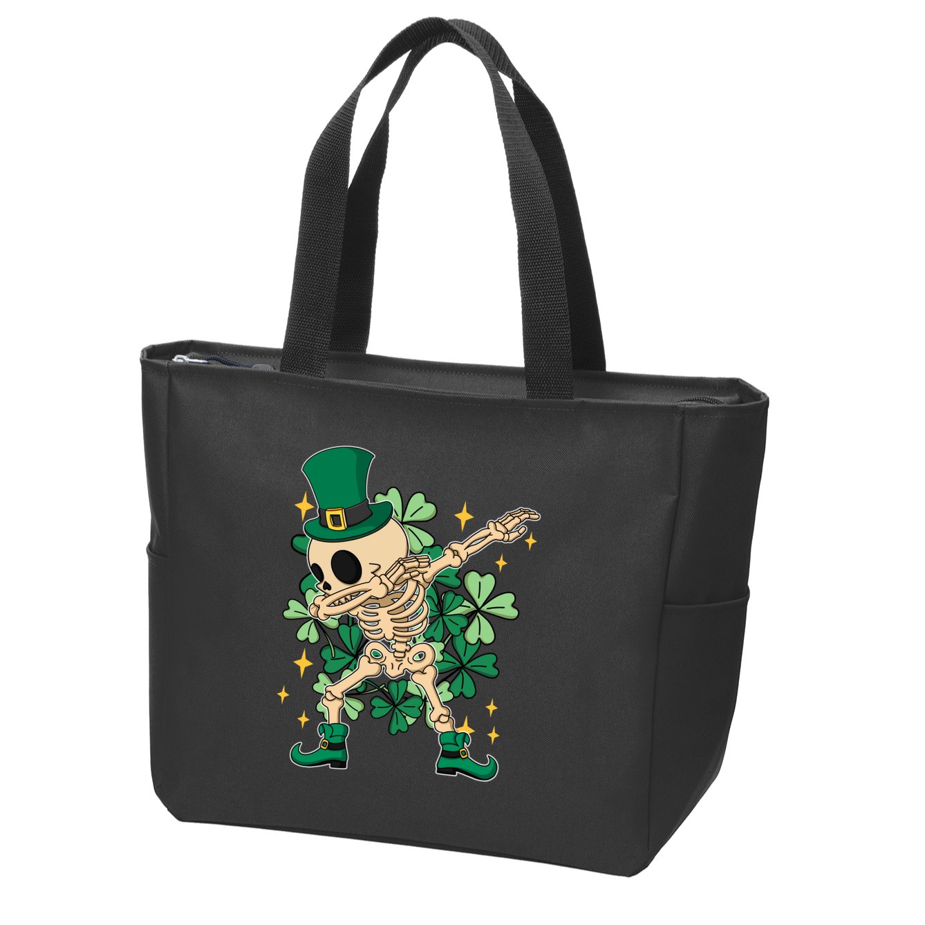 Dabbing Irish Skeleton Clover St Patricks Day Zip Tote Bag