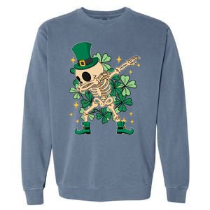 Dabbing Irish Skeleton Clover St Patricks Day Garment-Dyed Sweatshirt