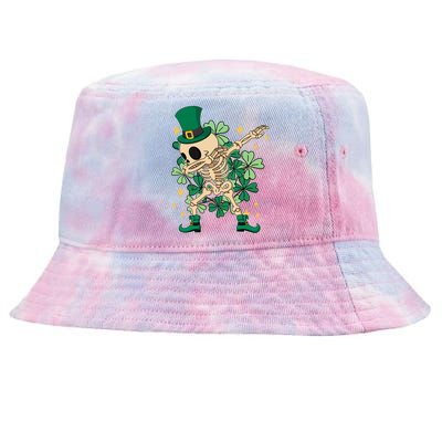 Dabbing Irish Skeleton Clover St Patricks Day Tie-Dyed Bucket Hat