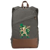 Dabbing Irish Skeleton Clover St Patricks Day Cotton Canvas Backpack