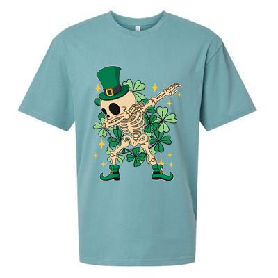 Dabbing Irish Skeleton Clover St Patricks Day Sueded Cloud Jersey T-Shirt