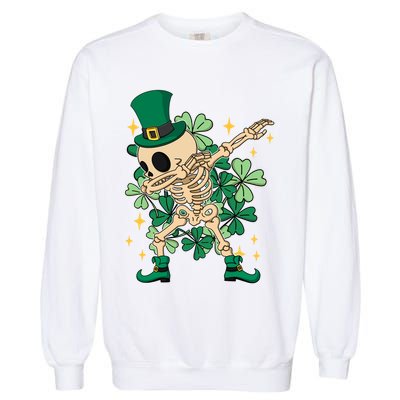 Dabbing Irish Skeleton Clover St Patricks Day Garment-Dyed Sweatshirt