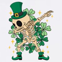 Dabbing Irish Skeleton Clover St Patricks Day Garment-Dyed Sweatshirt