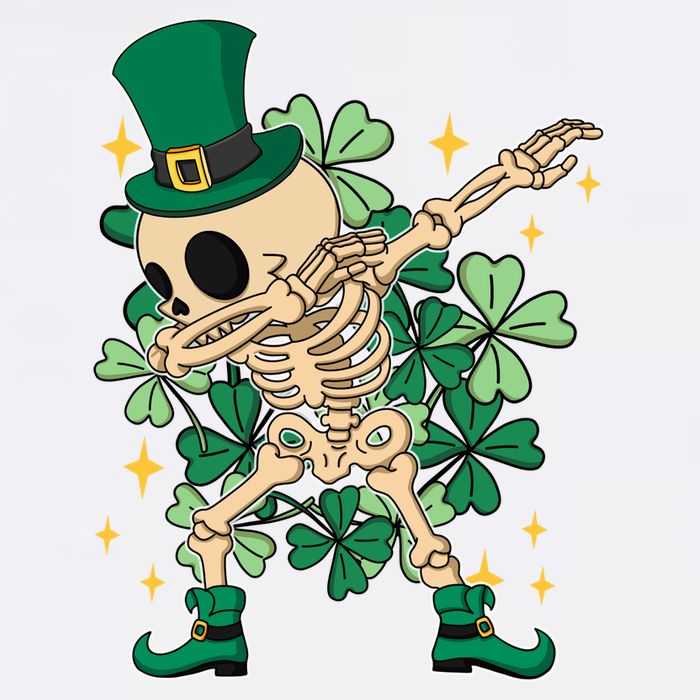 Dabbing Irish Skeleton Clover St Patricks Day Garment-Dyed Sweatshirt