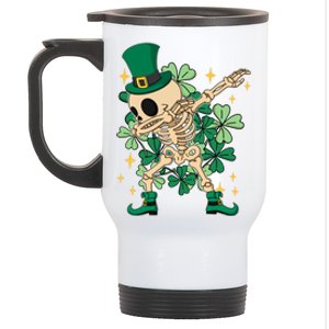 Dabbing Irish Skeleton Clover St Patricks Day Stainless Steel Travel Mug