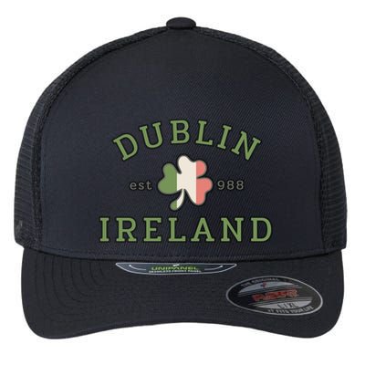 Dublin Ireland Saint Patricks Day Green Shamrock Gifts Hoodie Flexfit Unipanel Trucker Cap