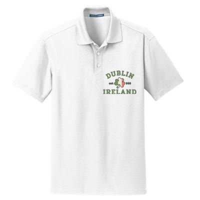 Dublin Ireland Saint Patricks Day Green Shamrock Gifts Hoodie Dry Zone Grid Polo