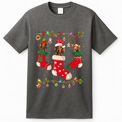 Dachshund In Socks Christmas Stocking Lights Gift Xmas T-Shirt