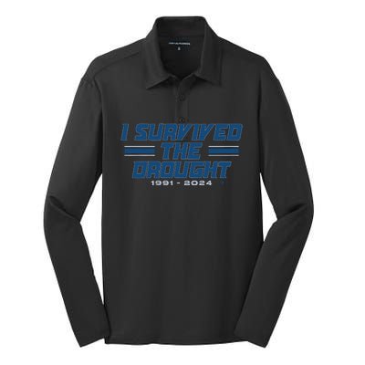 Detroit I Survived The Drought Silk Touch Performance Long Sleeve Polo