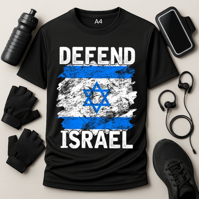 Defend Israel Support Israel I Stand With Israel Israel Flag Cooling Performance Crew T-Shirt