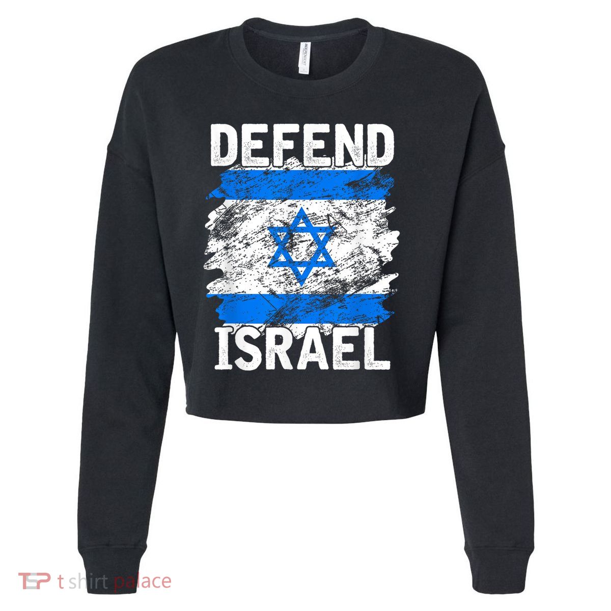 Defend Israel Support Israel I Stand With Israel Israel Flag Cropped Pullover Crew