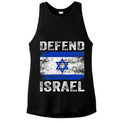 Defend Israel Support Israel I Stand With Israel Israel Flag Ladies PosiCharge Tri-Blend Wicking Tank