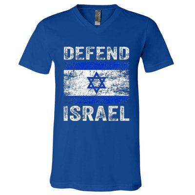 Defend Israel Support Israel I Stand With Israel Israel Flag V-Neck T-Shirt