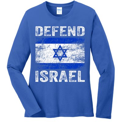 Defend Israel Support Israel I Stand With Israel Israel Flag Ladies Long Sleeve Shirt