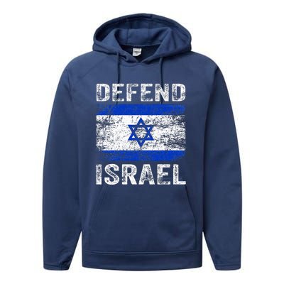 Defend Israel Support Israel I Stand With Israel Israel Flag Performance Fleece Hoodie